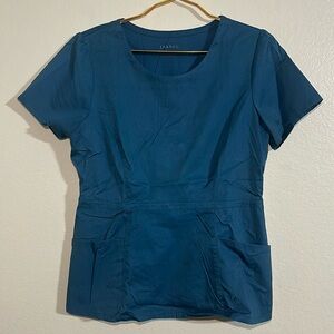 Jaanuu peplum scrub top Carribean Blue size Medium